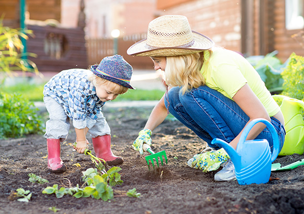 gardening with hats on